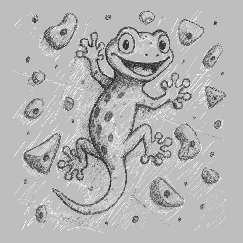 Bouldering Gecko Lizard Climbing Drawing Gift