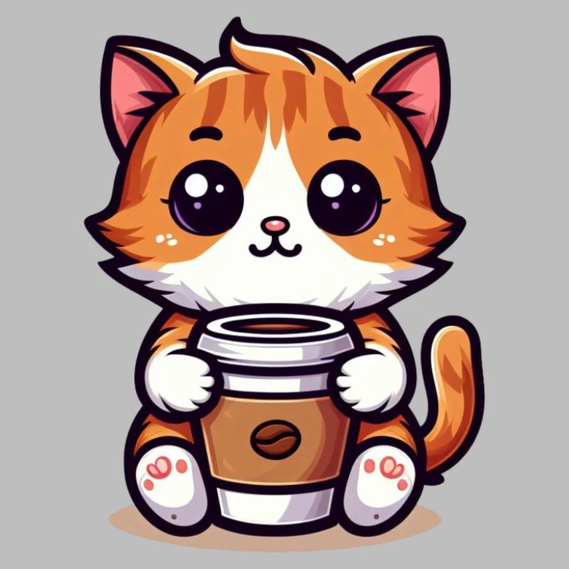 Katze mit Kaffeebecher 3