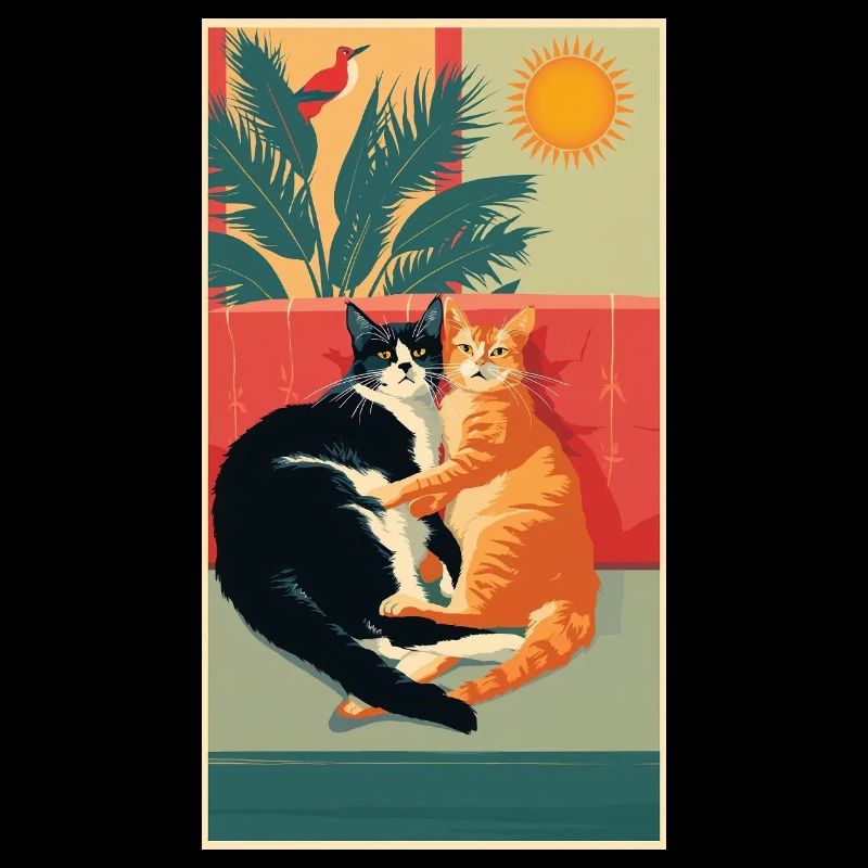 Two cats in a retro moment