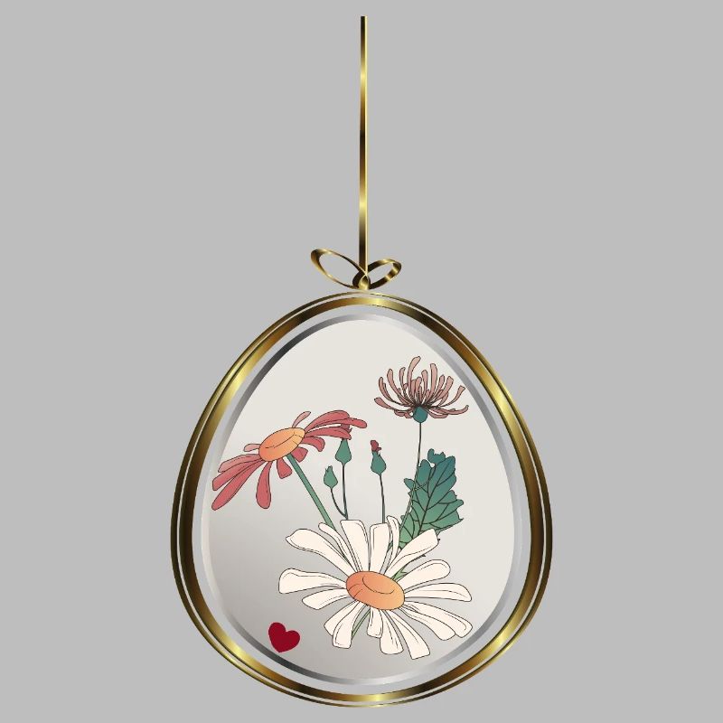 Pendentif fleur dans un cadre doré