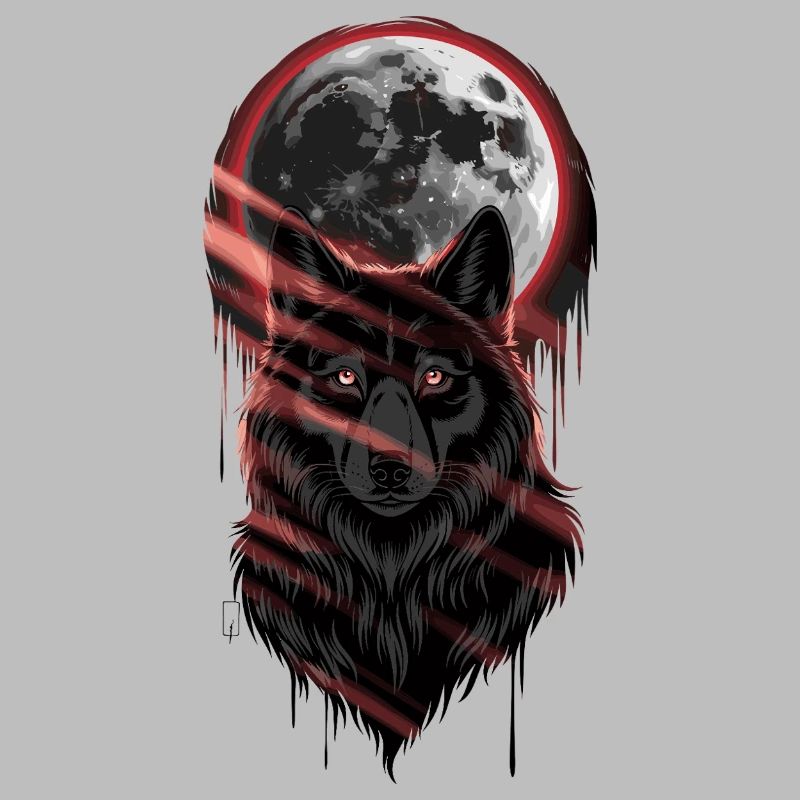 Wolf at the Full Moon with Red Claw Marks