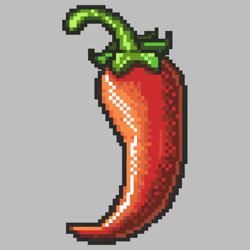Pixel Chili Pepper Retro Gloss