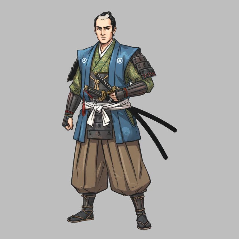 Samouraï Edo en veste bleue