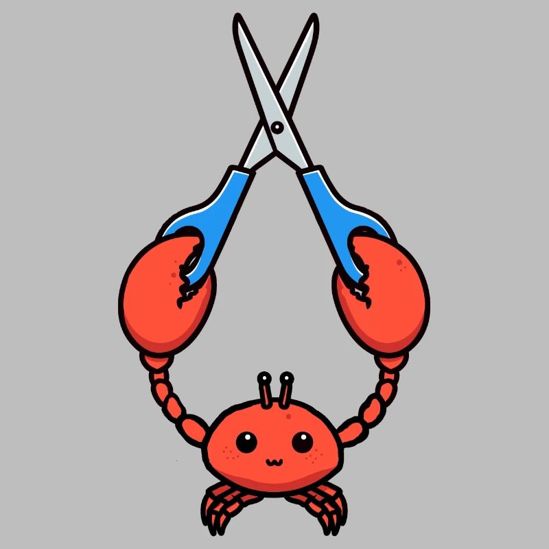 Comic Lobster Krebs Hummer Languste blaue Schere