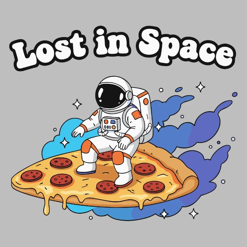 Astronaute sur une pizza dans l’espace