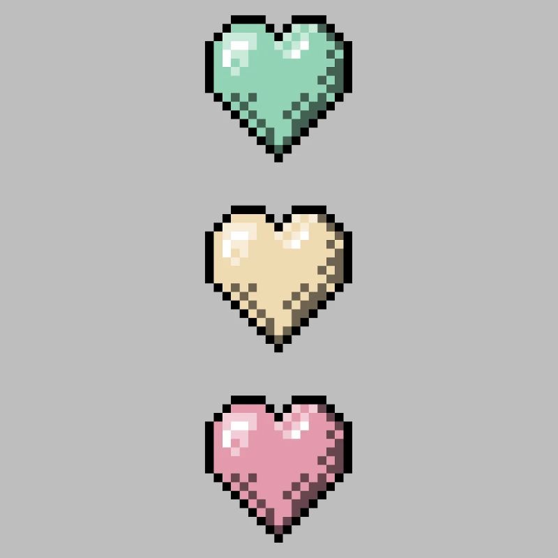 Retro Pixel Art Hearts Stack
