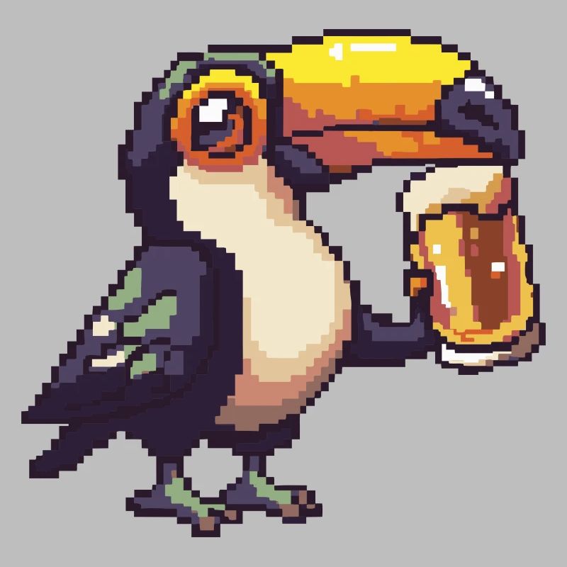 Toucan Bird Beer Pixel