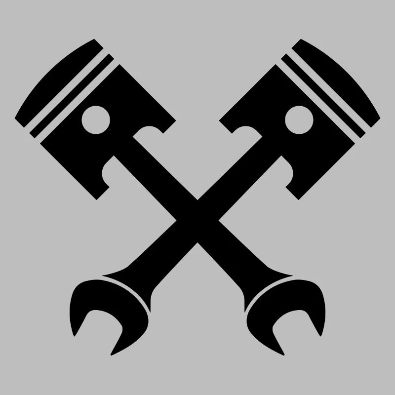 Crossed piston key emblem