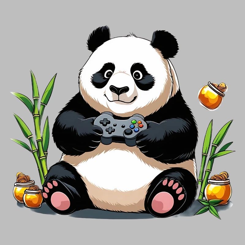 Chill Panda with Gaming Controller
