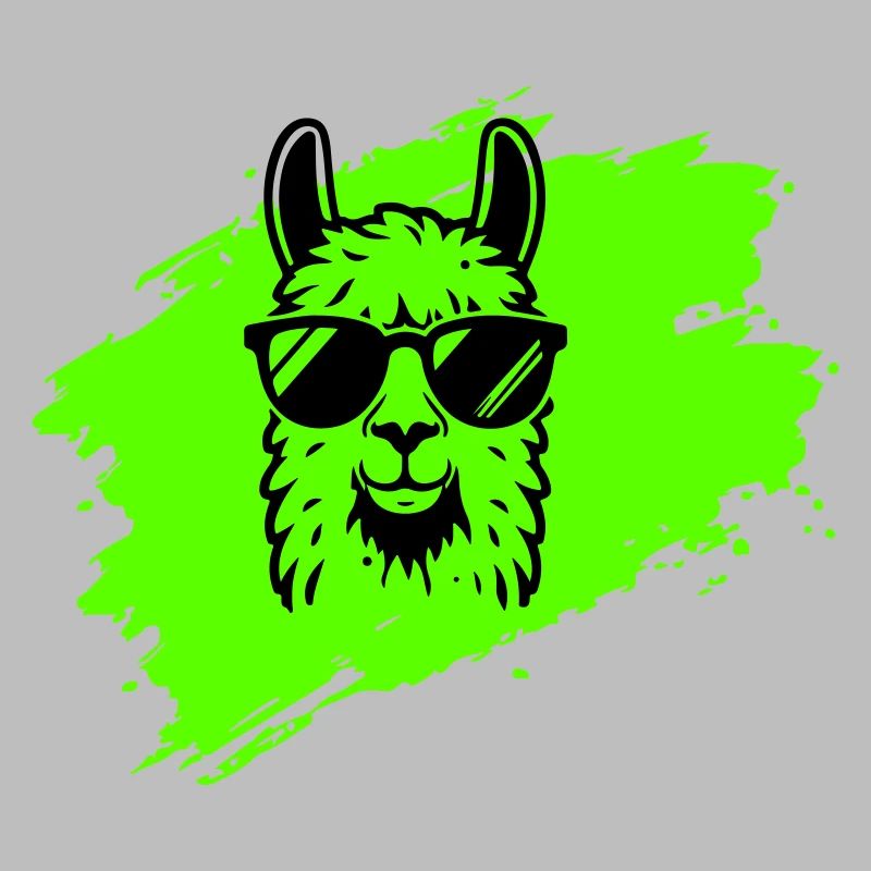 Lama oder Alpaka mit Sonnenbrille im Neonstil