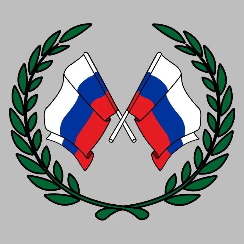 Drapeaux de la Russie en couronne de laurier