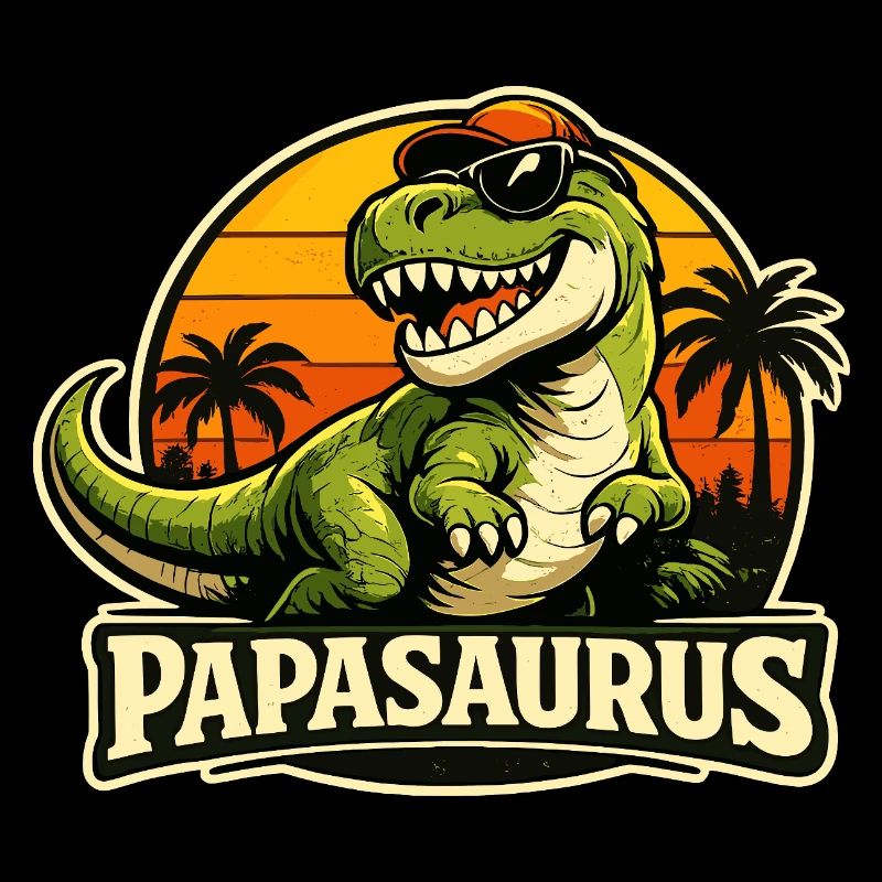 Papasaurus Retro Dino Statement for Father's Day