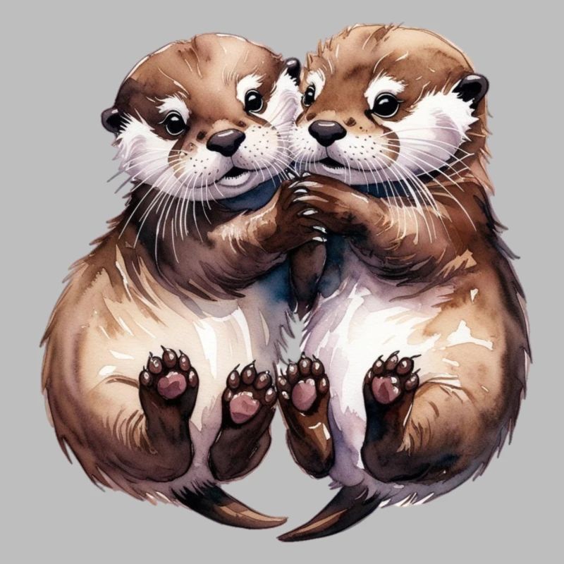 Cuddling Otters