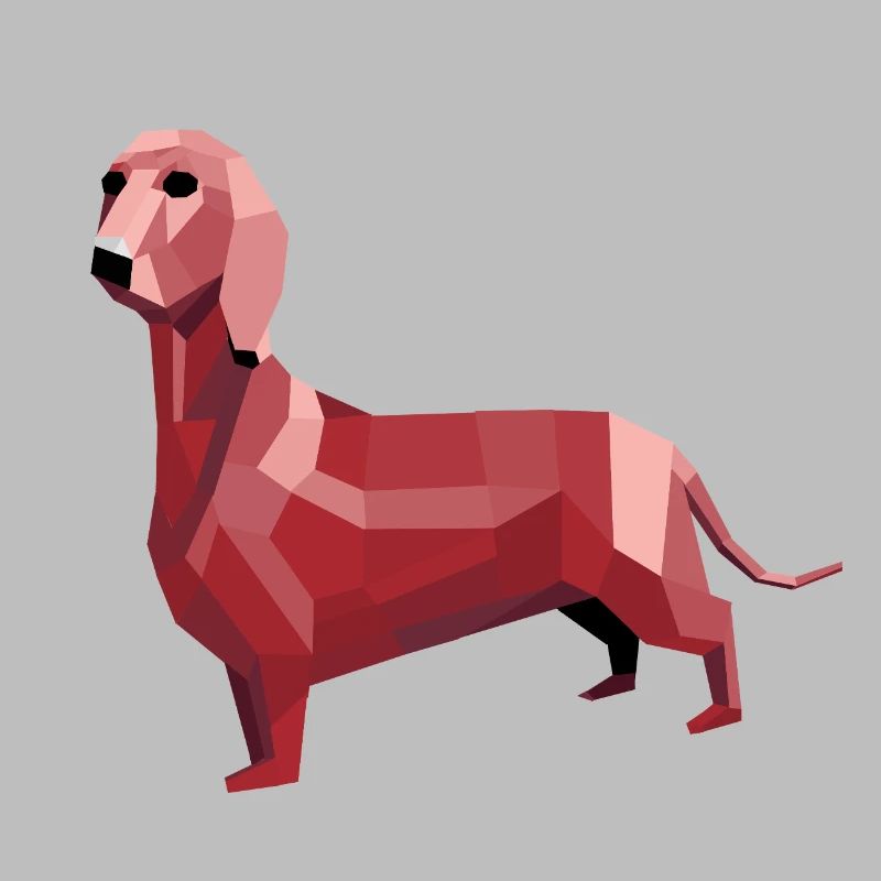 Dackel low poly rot