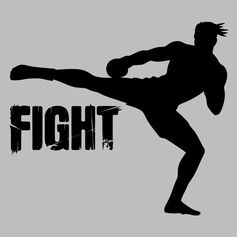 Kickboxer Silhouette mit Text Fight