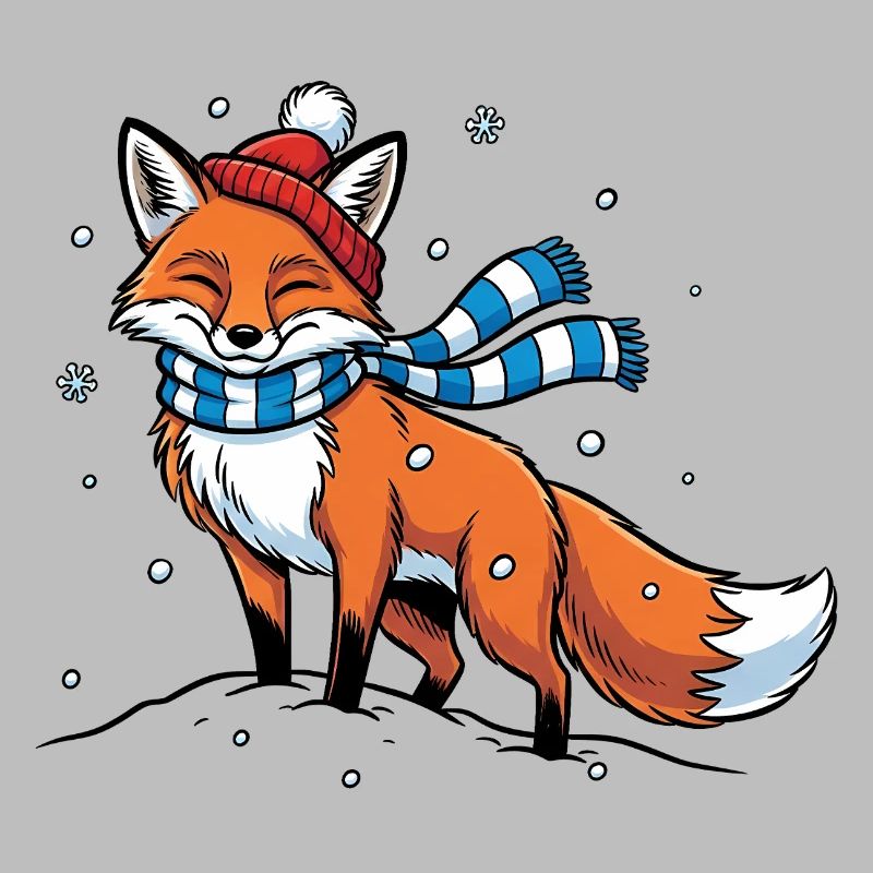 Winter fox with scarf