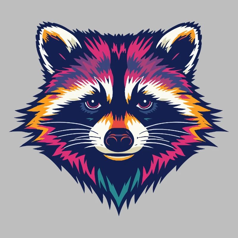 Farbexplosion Waschbär Kopf