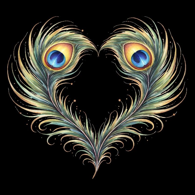 Peacock Feather Heart Ornament Boho Gift