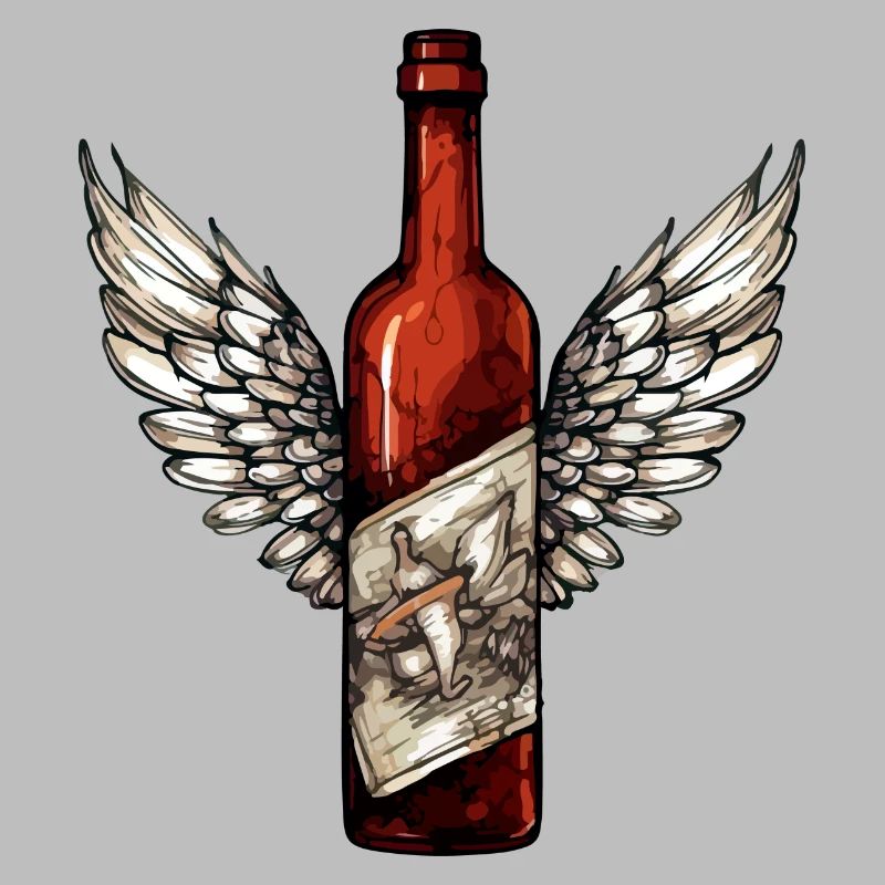 Bouteille de vin ailée n°2