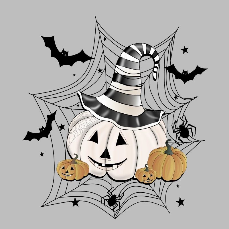 Pumpkin with witch hat