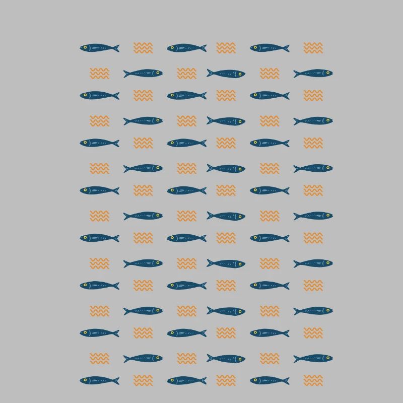 Minimalist Sardines and Waves Pattern for Summer