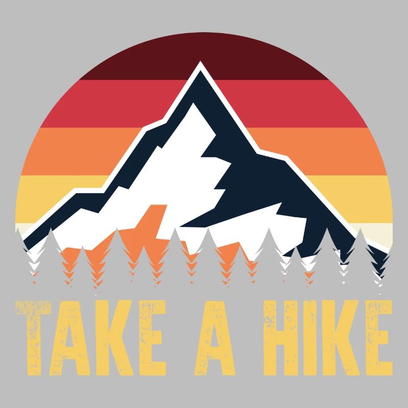 Take a Hike: Retro Mountain Sunset