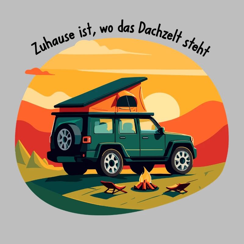 Adventurous camping car at sunset