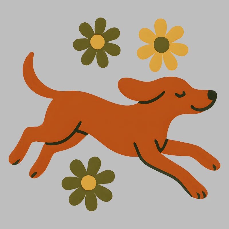 Chien joyeux dans le parc de fleurs