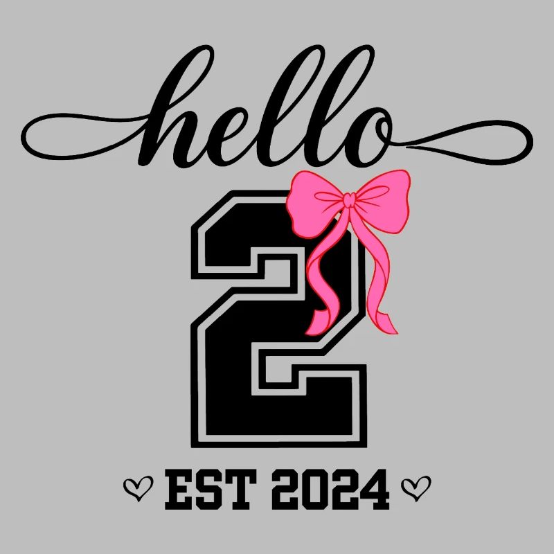 Hello 2 Est 2024 Pink Bow Design