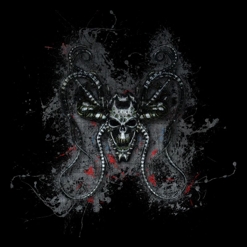 Gothic Monster Skull Paint Splatter Art