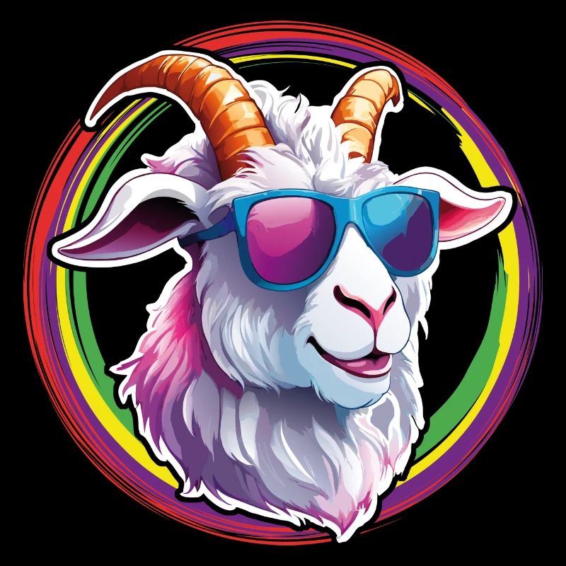 Billy Goat avec des lunettes de soleil dans des cercles de couleurs
