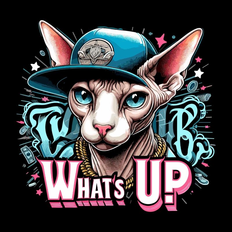 Sphynx Katze cool Was geht ab Hip Hop Geschenk