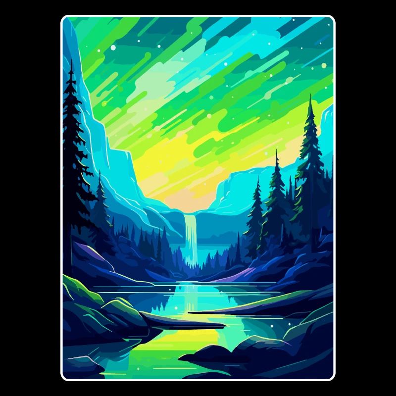Aurora Borealis Island Vintage Reiseplakat WPA