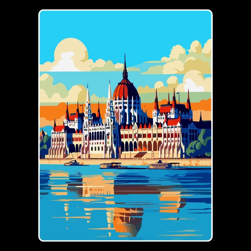 Budapest Hongrie Affiche de voyage vintage souvenir