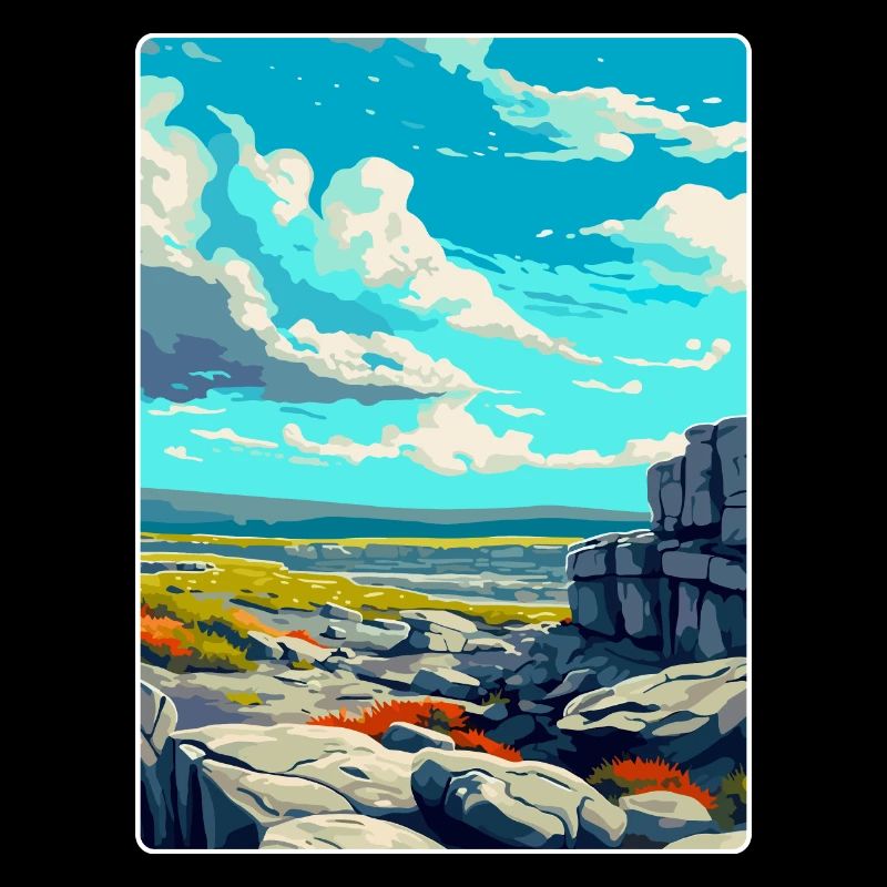 Le parc national du Burren, Irlande, Royaume-Uni, Affiche de voyage