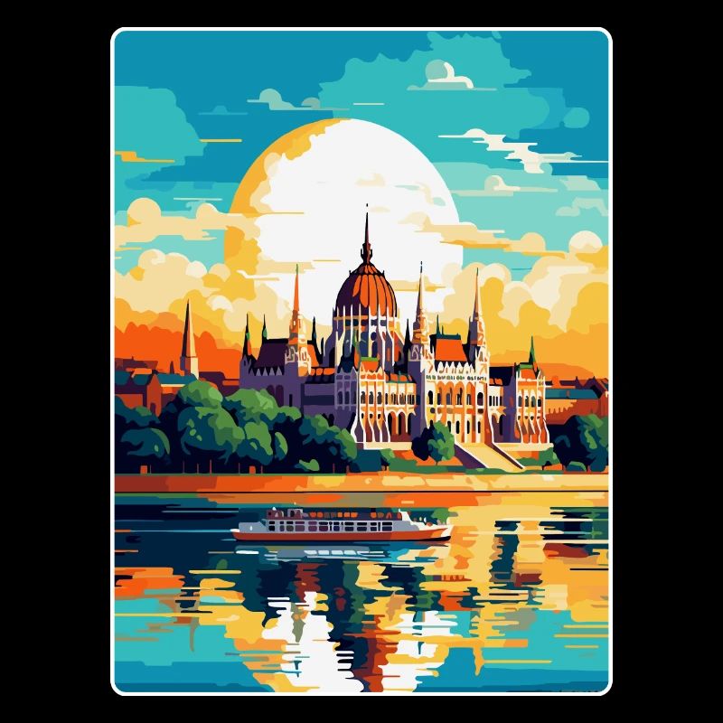 Budapest Hongrie Affiche de voyage vintage souvenir