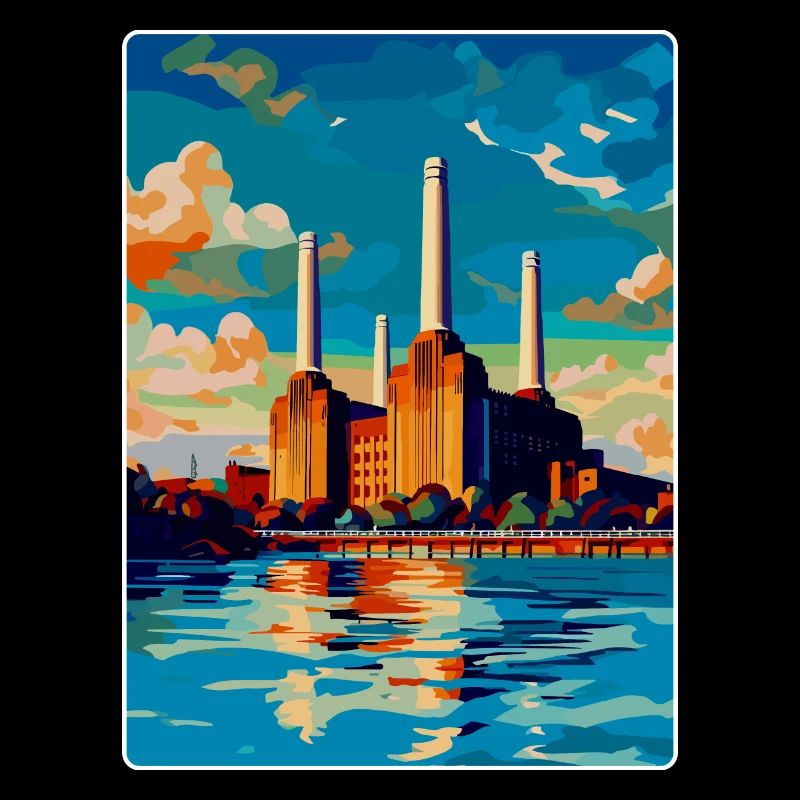 Battersea Londres Angleterre Royaume-Uni Affiche de voyage vintage