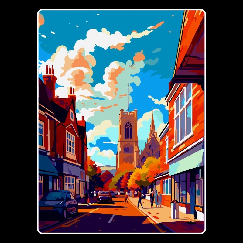 Guildford Angleterre Royaume-Uni Affiche de voyage vintage WPA Art