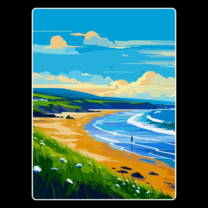 Croyde Beach Devon Vintage Voyage Poster Souvenir