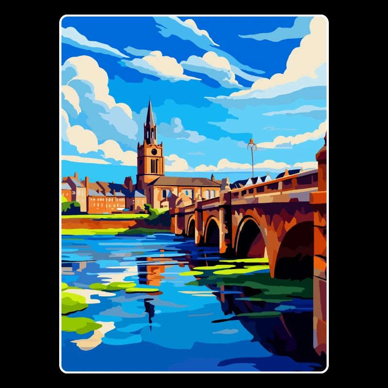 Berwick upon Tweed Angleterre Royaume-Uni Affiche de voyage WPA
