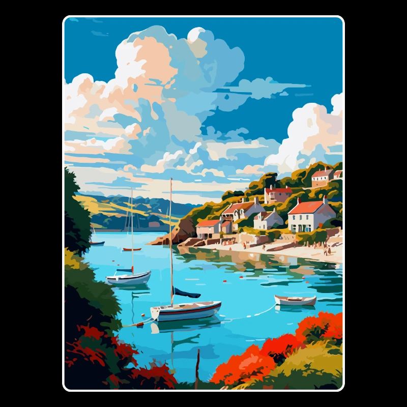 Salcombe Angleterre Royaume-Uni Affiche de voyage vintage souvenir