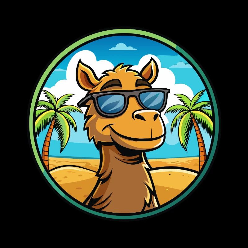 Camel Drôle Dessin Animé Plage D’été Lunettes De Soleil Cool