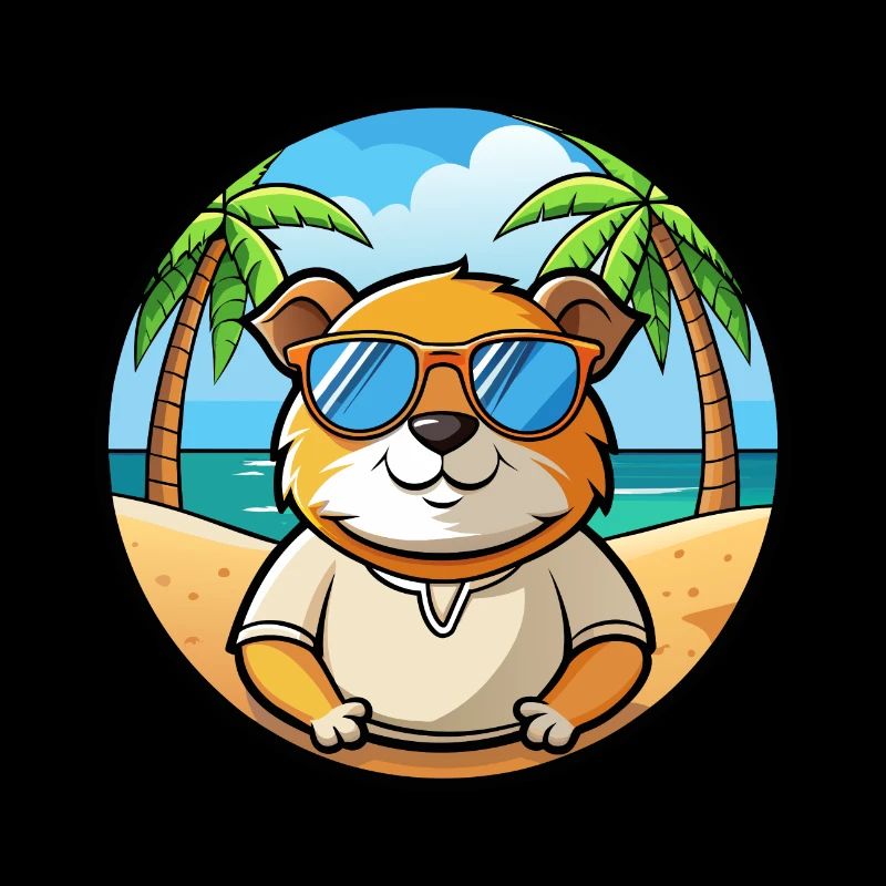 Cochon d’Inde Drôle Dessin Animé Plage Été Lunettes de soleil