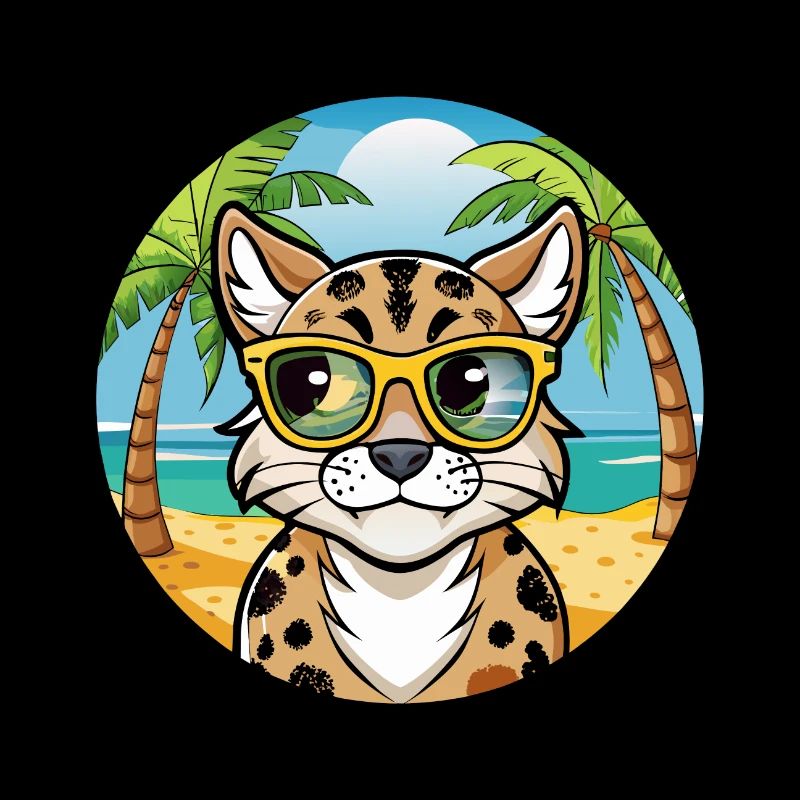 Brume tachetée australienne Race de chat Cartoon Beach