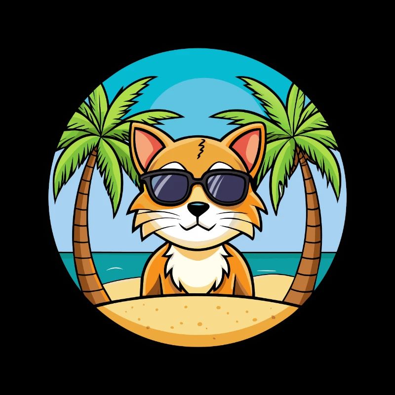 Chat asiatique race dessin animé lunettes de soleil plage