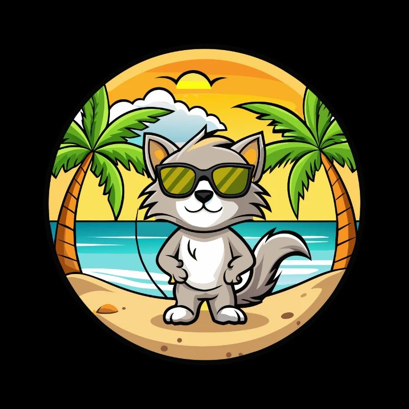 Burmilla Cat Breed Cartoon Lunettes de soleil Beach