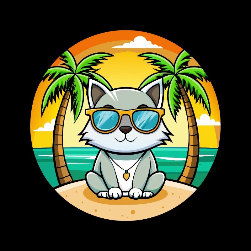 Lunettes de soleil de dessin animé de race de chat asiatique plage