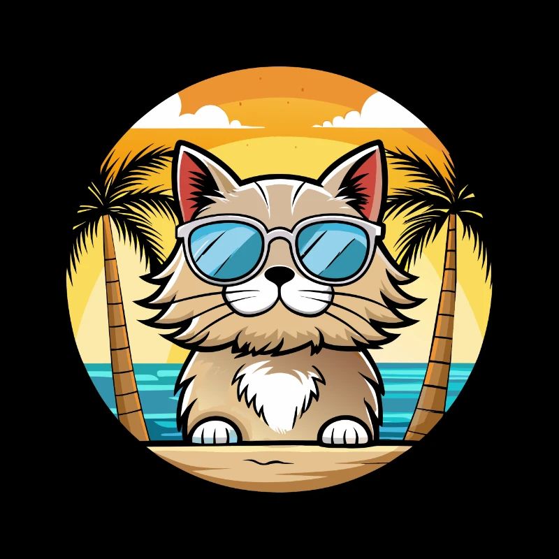 Selkirk Rex Cat Breed Cartoon Lunettes de soleil Beach