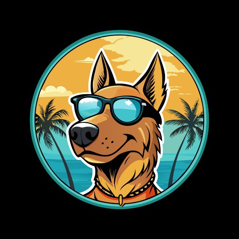 Deutscher Windhund Rasse Cartoon Sonnenbrille Strand