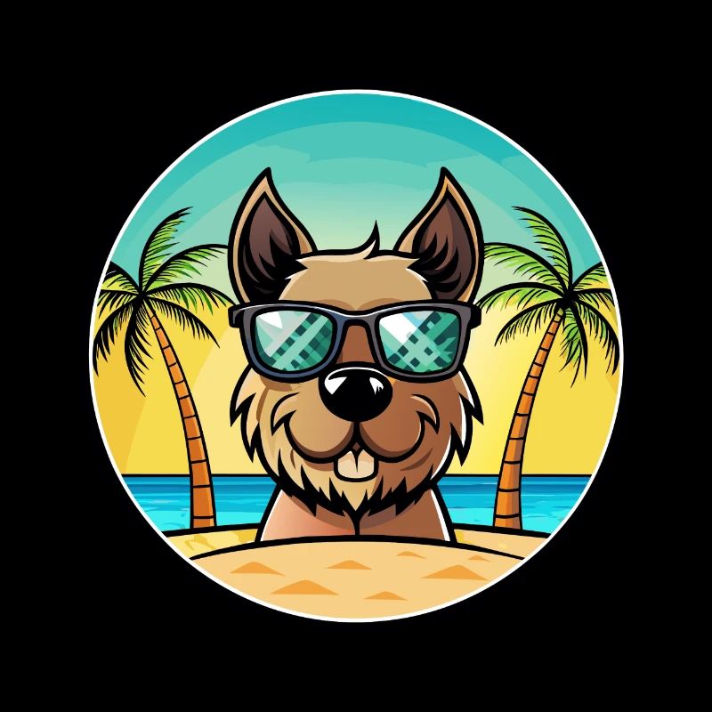 Gull Terrier Chien Race Dessin Animé Lunettes De Soleil Plage